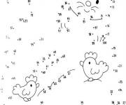 Coloriage Les animaux de la ferme points &agrave; relier