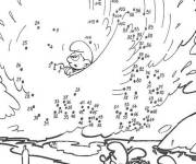 Coloriage Les aventures des Schtroumfs points &agrave; relier
