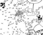 Coloriage Les schtroumfs pour les petits points &agrave; relier