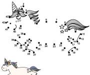 Coloriage Licorne points a relier maternelle
