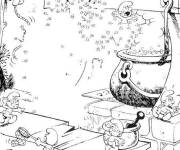 Coloriage Maison des Schtroumfs points &agrave; relier 