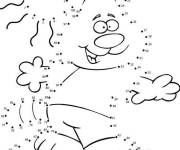 Coloriage Ourson sur skateboard points &agrave; relier