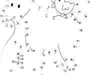 Coloriage Pouce et Poule points &agrave; relier
