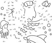 Coloriage Relie les poissons de la mer