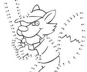 Coloriage Renard jouant au baseball points &agrave; relier