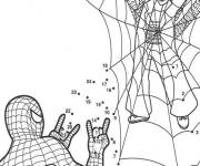 Coloriage Sc&egrave;ne de Spiderman points &agrave; relier