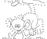 Coloriage Singe rigolo points &agrave; relier