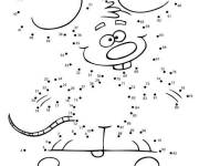 Coloriage Souris mignon points &agrave; relier