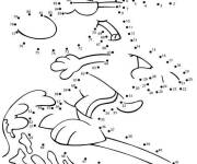 Coloriage Surfeur de dessin anim&eacute; points &agrave; relier