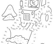 Coloriage Tracteur de dessin anim&eacute; points &agrave; relier