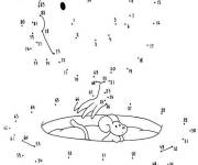 Coloriage Un oiseau avec une souris points &agrave; relier
