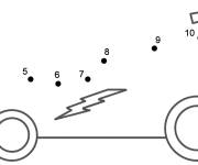 Coloriage Voiture de course points et numéro a relier