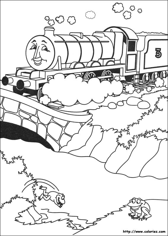 Coloriage Train magique sur Le Pont dessin gratuit à imprimer