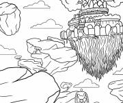 Coloriage Affiche de Ponyo sur la falaise