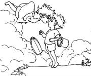 Coloriage Personnage de cartoon Ponyo et Sosuke
