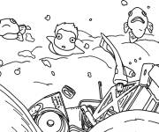 Coloriage Ponyo avec ses amis poissons