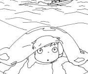 Coloriage et dessins gratuit Ponyo dessin anim&eacute; maternelle à imprimer