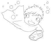Coloriage Ponyo en nageant