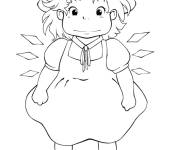 Coloriage Ponyo en portant une belle robe
