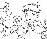 Coloriage Ponyo et la famille