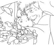 Coloriage Sosuke et le grand père de Ponyo