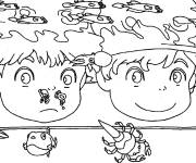Coloriage Sosuke et Ponyo et le monde des mers