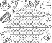 Coloriage Maison no&euml;l &agrave; motifs Pop it