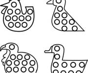 Coloriage Oiseaux Pop it