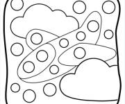 Coloriage Pop it avion en volant dans les nuages