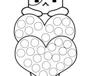 Coloriage Pop it deux c&oelig;urs et un chat