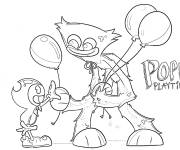 Coloriage et dessins gratuit Huggy Wuggy avec Bendy à imprimer