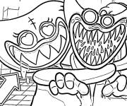 Coloriage Huggy Wuggy et Kissy Missy de Poppy Playtime
