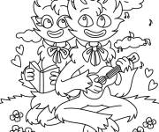 Coloriage Huggy Wuggy et Kissy Missy en chantant