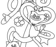 Coloriage Huggy Wuggy et Kissy Missy en dansant