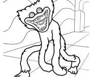 Coloriage Huggy Wuggy marchant dans l'usine