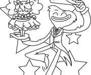 Coloriage Le magicien Huggy Wuggy et la poup&eacute;e de Poppy Playtime
