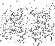 Coloriage Personnages de Poppy Playtime et le bonhomme de neige