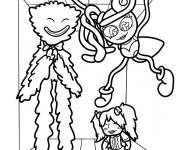 Coloriage Poppy avec maman aux longues jambes et Huggy Wuggy