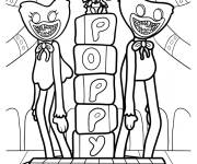 Coloriage Présentoir Poppy Playtime avec Huggy Wuggies