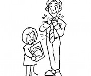 Coloriage Portrait Fille et Papa