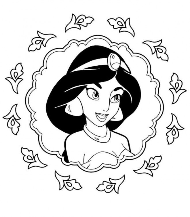Coloriage et dessins gratuits Portrait Jasmine Disney à imprimer