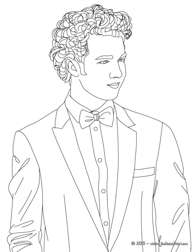 Coloriage Portrait Jeune Homme en noir dessin gratuit à ...