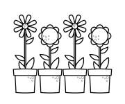 Coloriage Collection de pots de fleur