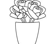 Coloriage Des roses en pot