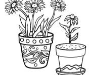 Coloriage Deux beaux pots de fleurs bien d&eacute;cor&eacute;s