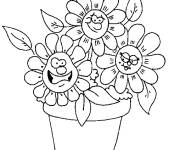 Coloriage et dessins gratuit Fleurs en pot style bande anim&eacute;e à imprimer