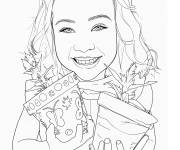 Coloriage La fille mignonne tenant un pot de fleurs