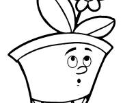 Coloriage Le visage du pot de fleur style cartoon