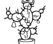 Coloriage Pot de fleur de cactus d&eacute;cor&eacute; pour No&euml;l
