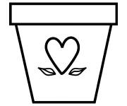 Coloriage Pot de fleur d&eacute;cor&eacute; avec un c&oelig;ur
